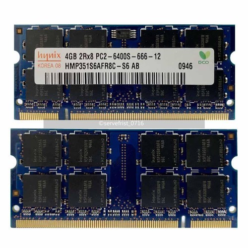 Lot HYNIX 8 Go 4 Go 2 PC2-6400 DDR2-800 MHz mémoire d'ordinateur portable SO-DIMM pour Dell - Photo 2/13