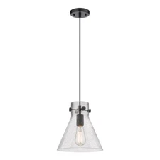 Innovations Newton Cone 1 Lt 10" Cord Pendant, BK/Seedy - 410-1PM-BK-G411-10SDY
