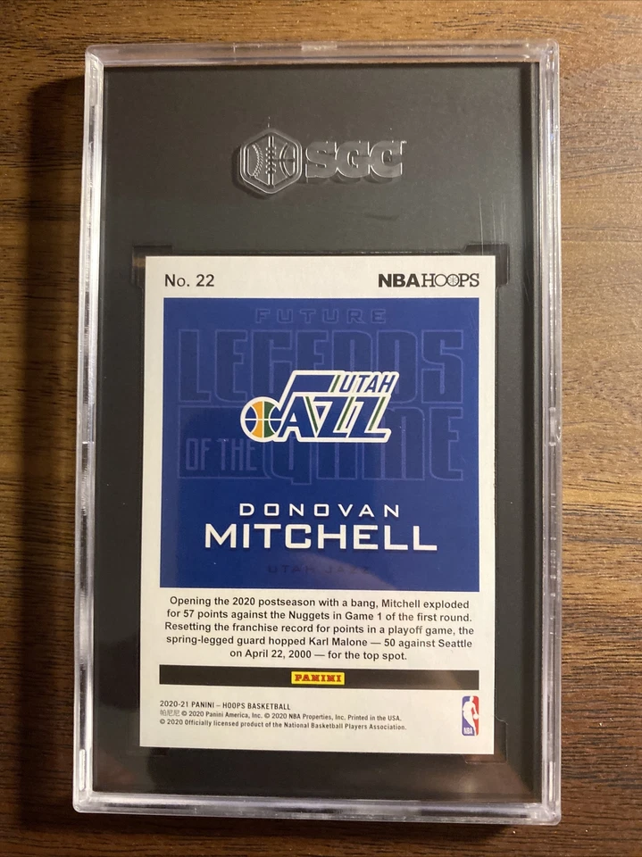 2020-21 NBA Hoops FLOFG Donovan Mitchell #22 Holo 13/25 SGC 10 Gem Mint SSP - Image 2 of 3