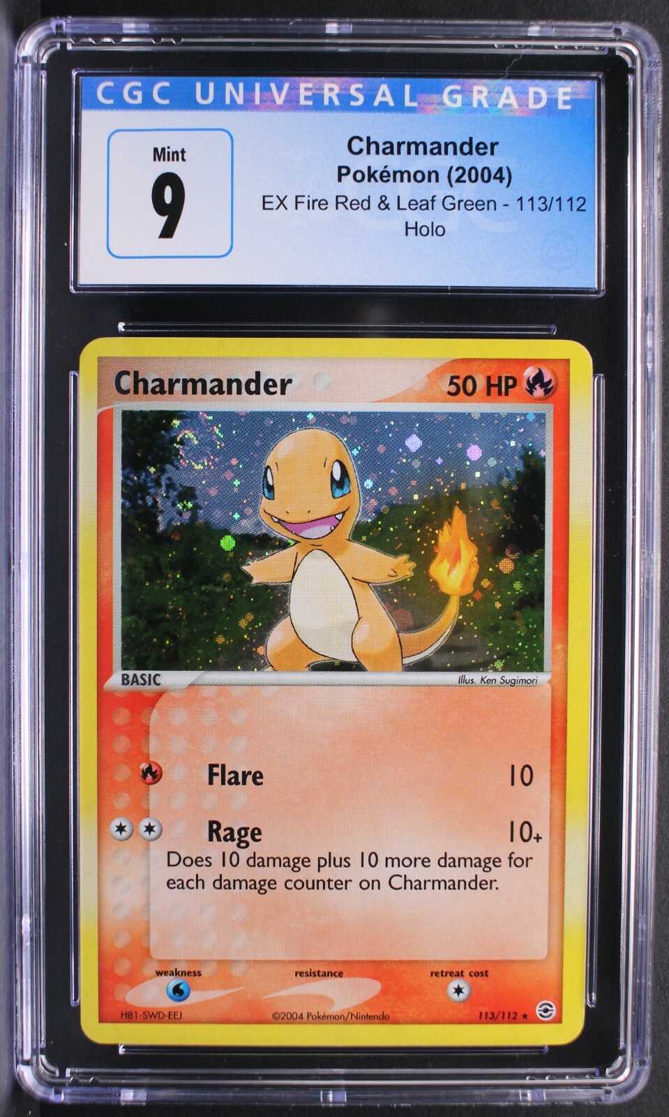 Pokemon ~ EX FireRed LeafGreen ~ Charmander Holo Rare w/ Swirl~ CGC 9 Mint #113
