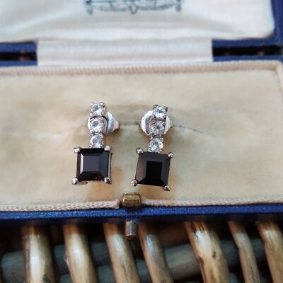 Chateau D'Argent 925 Sterling Silver Stud Earrings, Natural Spinel And Topaz 