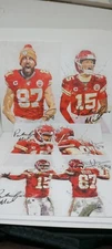 MAHOMES & KELCE SET OF 4 KANSAS CITY CHIEFS CANVAS WALL ART PRINT SIGNED NEW