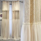 French Splicing princess Embroider romantic lace beige cloth curtain tulle M1233