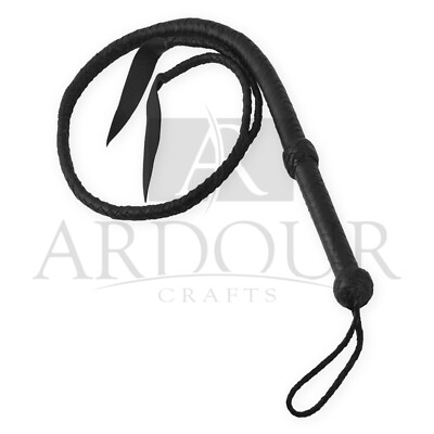 Fouet (Bullwhip) En Cuir De Vache Fait Main 4 Pieds (1.2m) - 12 Tresses