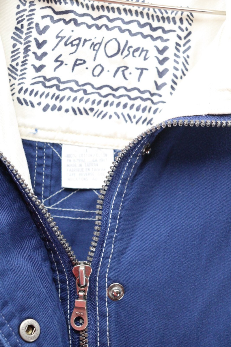 Sigrid Olsen Sport Mens Denim Barn Jacket Cream Collar Sigrid Olsen Sport Mens Denim Barn Jacket Cream Collar