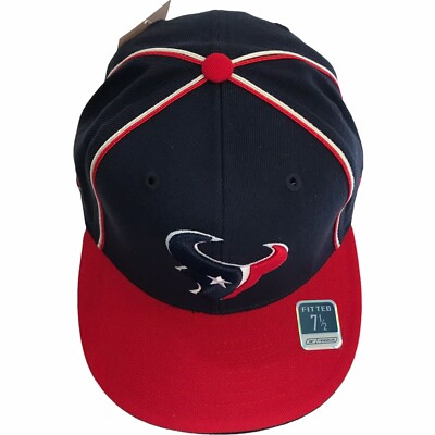 Houston Texans NFL Reebok Finished Two Tone Piping 7 1/2 Fitted Cap Hat $26