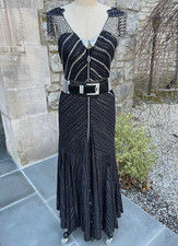 Art Deco Style Black Ball Gown Ballroom Dance Competition Show Dress Size 8/10