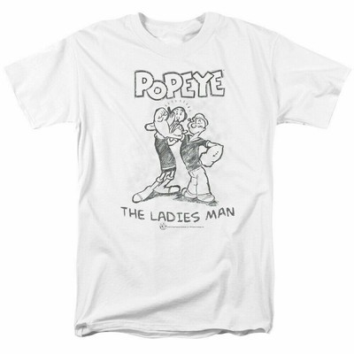 Popeye The Ladies Man T Shirt Licensed Comic Cartoon Tee White