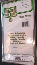 Evergreen Scale Models #9006 CLEAR POLYSTYRENE SHEETS, .010", 6" X 12", pkg. 3