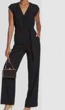 468 Diane Von Furstenberg Women Black 'Purdy' Stretch Silk Jumpsuit Size 2