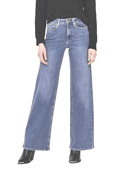 Jeans donna ONLY modello Madison stretch elasticizzato largo palazzo a vita alta - Foto 1 di 7