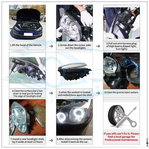 For Chevrolet Malibu 2019-2024 p Right Side Headlight Clear Lens Frame+Seal Glue - Picture 8 of 10