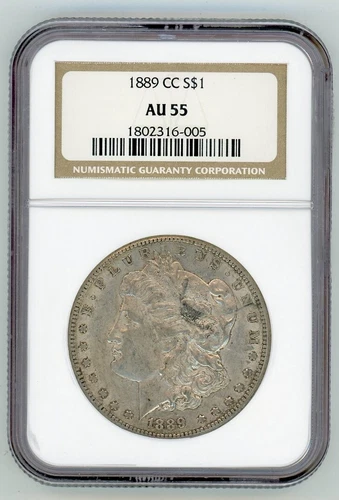 1889-CC MORGAN SILVER DOLLAR $1 AU 55 NGC