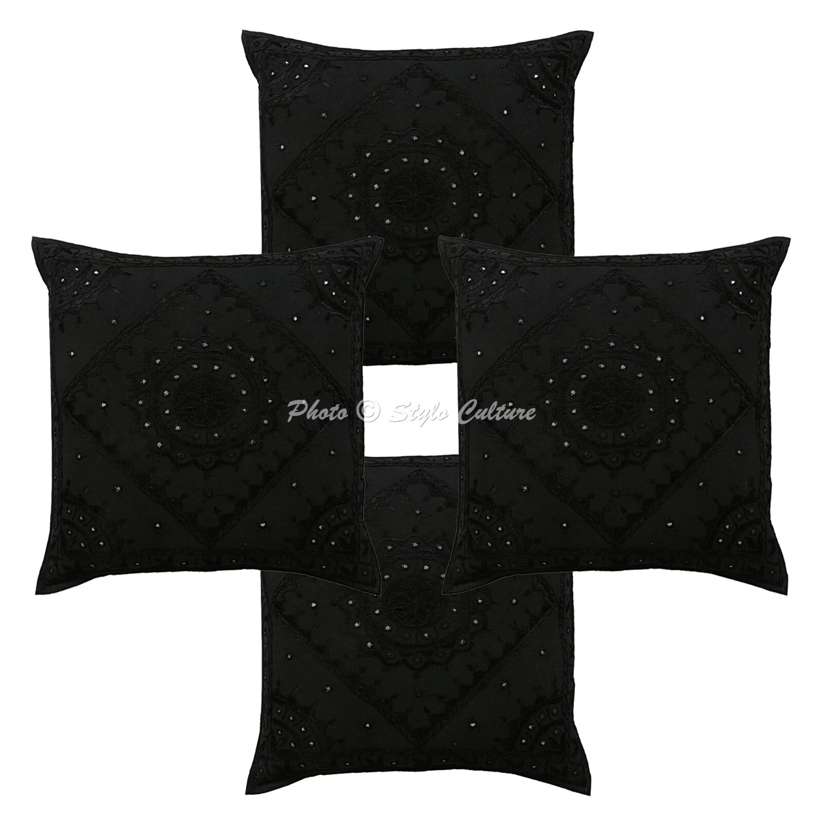 Home Decor Pillow Cover Embroidered Bohemian Cushion Cover Throw 24 x 24 in