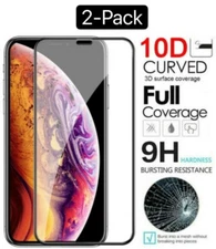 2Pack 10D Full Cover Tempered Glass Screen Protector For iPhone 11 Pro XR Xs Max