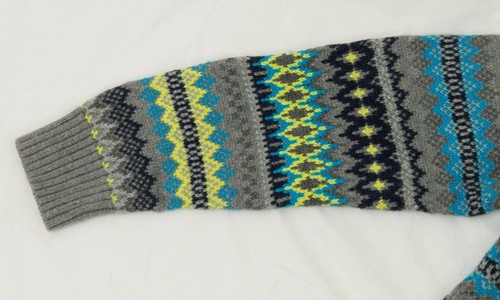 GapKids Size L 10 Gray Blue Lime Green Pattern Pullover Sweater - Picture 4 of 7
