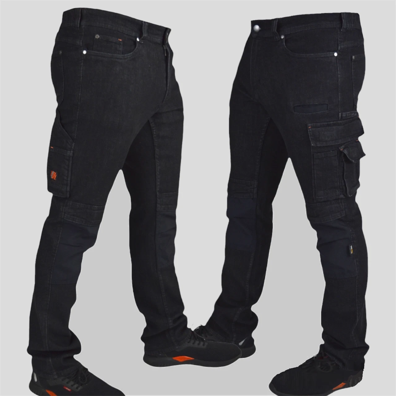 Mens Work Jeans Black Stretch Denim Cordura Knee Pad Pockets Heavy Duty Trousers
Opens in a new wind
