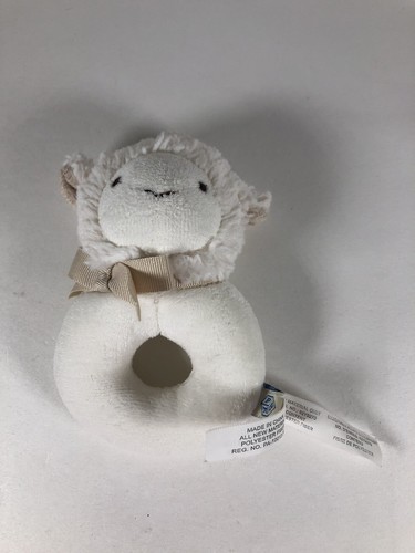 Pottery Barn Kids Plush Lamb Sheep Rattle Ring Baby Toy Stuffed Animal 2013 5” - Picture 2 of 10