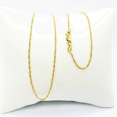 #ad 22K Solid Yellow Gold Singapore Chain Necklace 16quot; Choker 1mm Thin Hallmark 22C $695.75