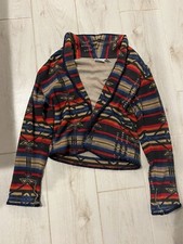 Chicos Design Southwest Blazer Jacket Collared Two Button Aztec Womens XS