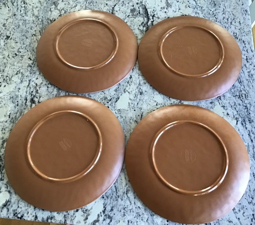 Farmhouse Rachel Ashwell 4 Dinner Plates Melamine Faux Wood Grain Daisy Flowers - 第 3/4 張圖片