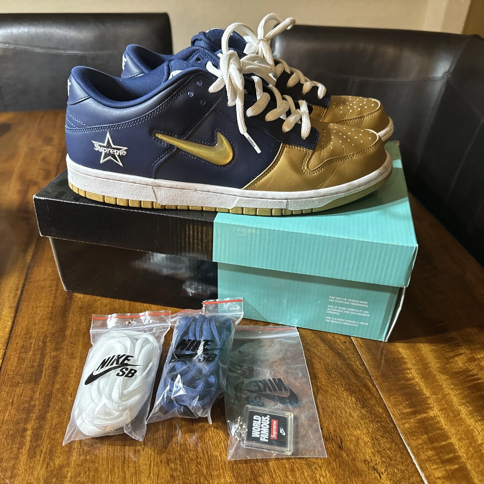 Nike Supreme x Dunk SB QS Low Jewel swoosh gold taille 11   CK3480 700