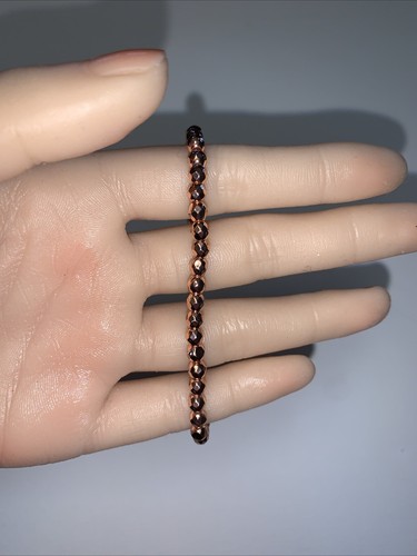 Bracciale Elastico Tono Rosa Tagliato Ematite 4mm 7,5” Strato Bellissimo Regalo - Foto 3 di 6