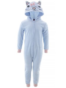 St Eve Toddlers Girls Cat Blue Fleece Hooded Blanket Sleeper One Piece Pajama Ebay