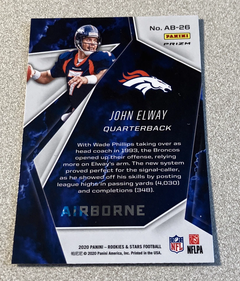 2020 Panini Rookies & Stars Airborne Prizm #AB-26 John Elway Broncos - Image 2 of 2