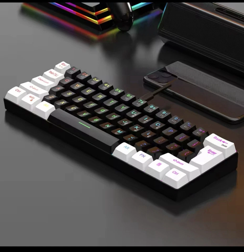 60% wired gaming keyboard, RGB backlight ultra compact mini keyboard,waterproof - Image 2 of 3