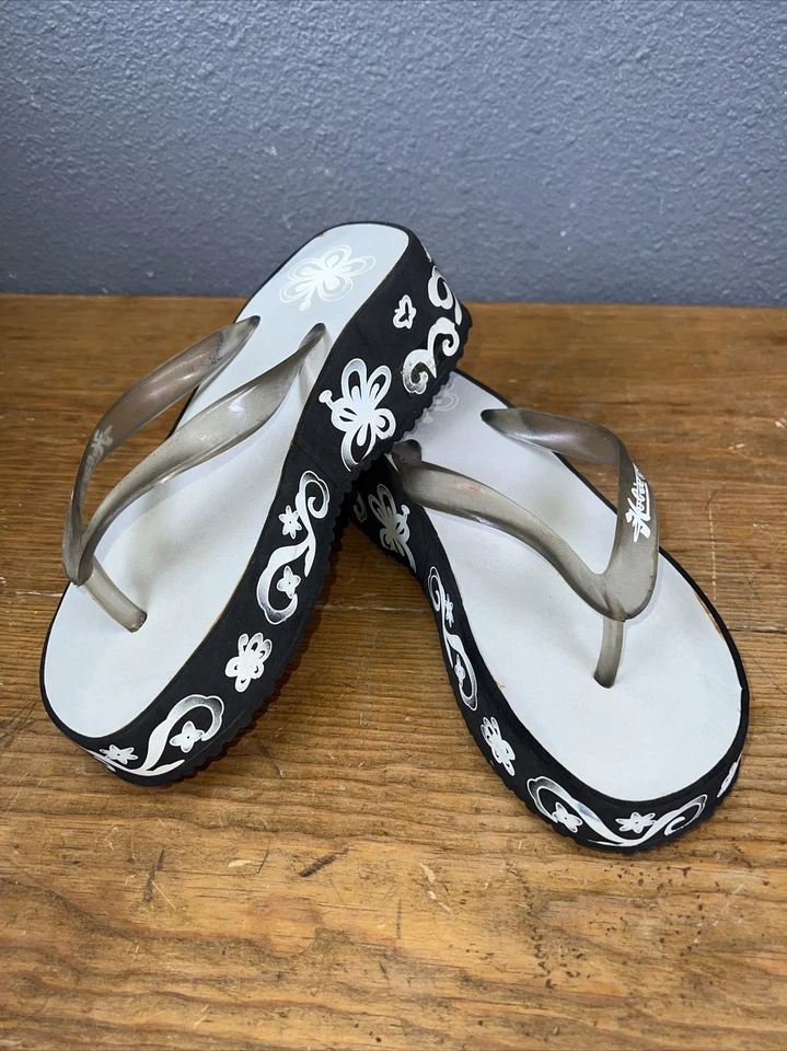 Chanclas gruesas HOBBIE florales plataforma mariposa Y2K para mujer talla 6 de colección RARAS Foto 4 de 4