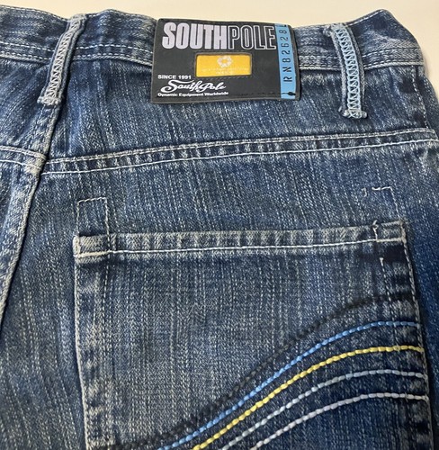 VTG Southpole Jean Shorts Blue Denim Hip Hop Baggy Skater Men's 30 Wide Leg Y2K - Picture 4 of 6