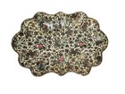 Vintage Highmount Gold & Pink Roses Scalloped Edge Trinket Tray Paper Mache