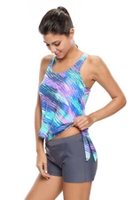 Women Sexy Bandeau Tankini with Swim Shorts 2 Piece Swimsuit Bikini Swimwear Set