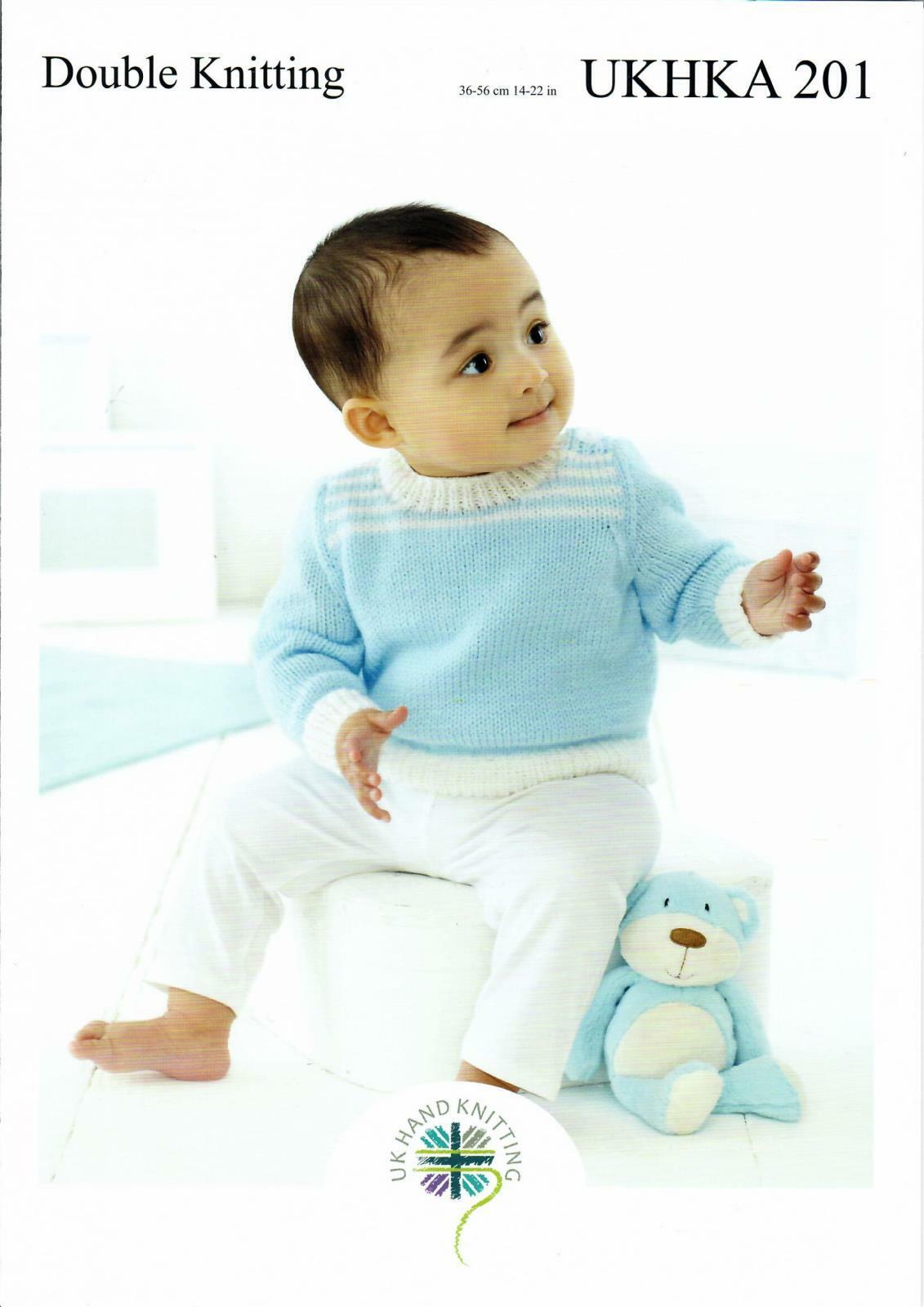 UKHKA 201 Knitting Pattern Baby Cardigans and Sweater in DK