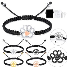 Paw Print Urn Bracelet for Pets Ashes Stainless Steel Dog Cat Cremation Bangle