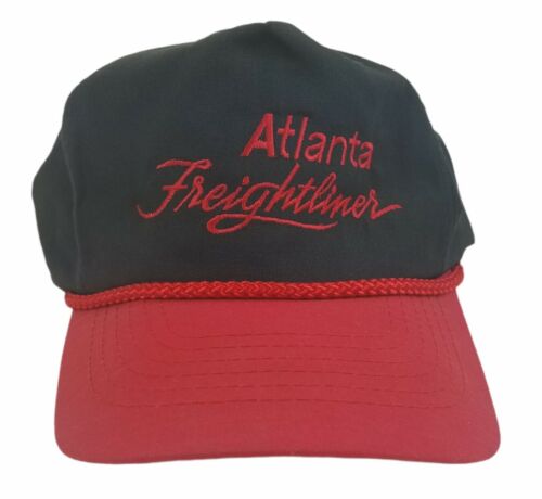 Vintage Atlanta Freightliner Rope Front Trucker Hat Strapback Cap Otto Black Red - Picture 2 of 8