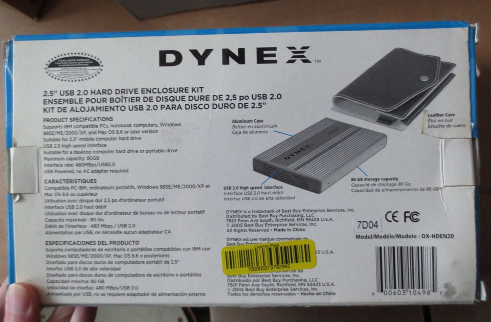 DYNEX USB 2.0 HARD DRIVE ENCLOSURE Kit -  2.5" - Open BOX - Image 2 of 3