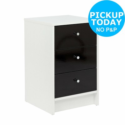 Argos Home Malibu 3 Drw Bedside Chest Black Gloss White Ebay
