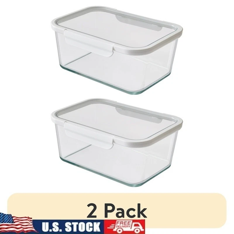 14 Cup Glass Food Storage Container Set Tritan Lid Stackable Microwave Safe New