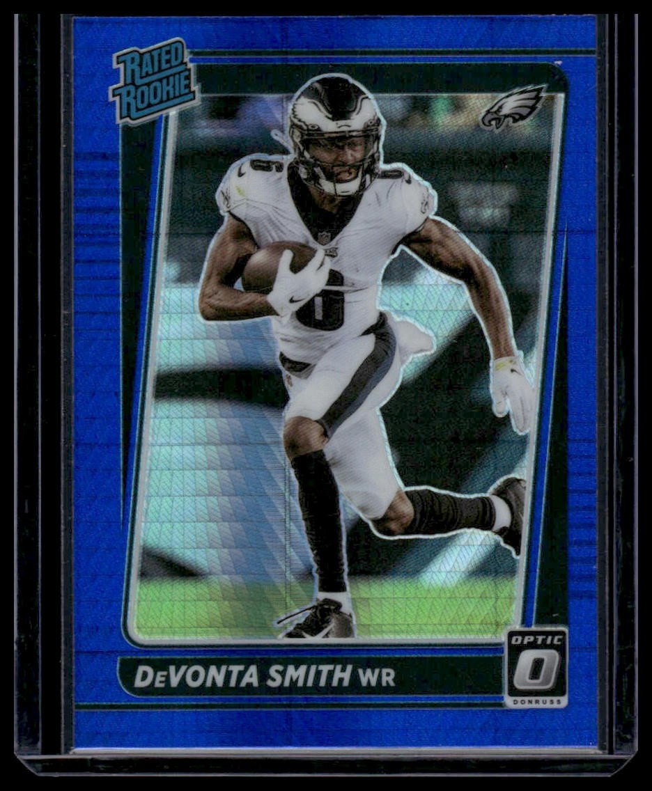 2021 Donruss Optic #205 DeVonta Smith Blue Hyper