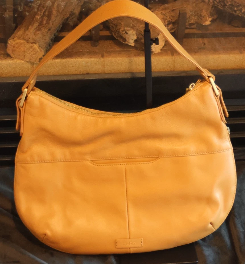Bolso de Hombro Hobo Nuevo con Etiquetas Harley Amarillo Miel/Naranja Cuero Grande Foto 2 de 4