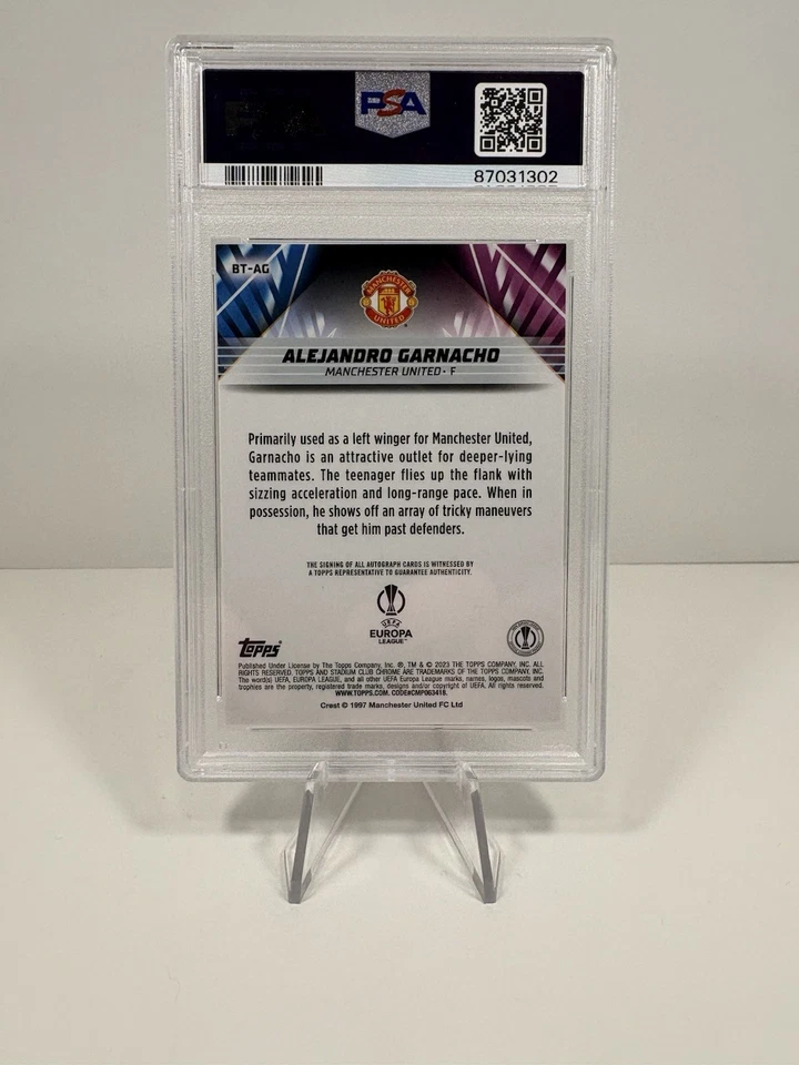 2022-23 Stadium Club Chrome UEFA Alejandro Garnacho RC Auto Beam Team SSP PSA 9 - Image 2 of 2