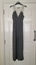 Primark grey with cream crochet back bodycon dress, size 12