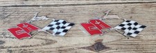 New Vtg Accessory 1959 1960 1961 Chevy Impala Rear Quarter Emblem X Flag Pair