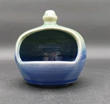 Handcrafted J Puzz Salt Keeper Cellar Pig Crock Green And Blue - Sponge Holder