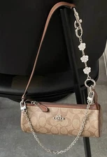 NWT Coach CP475 Nolita Barrel Bag In Signature Canvas IN KHAKI SADDLE Plus Chain