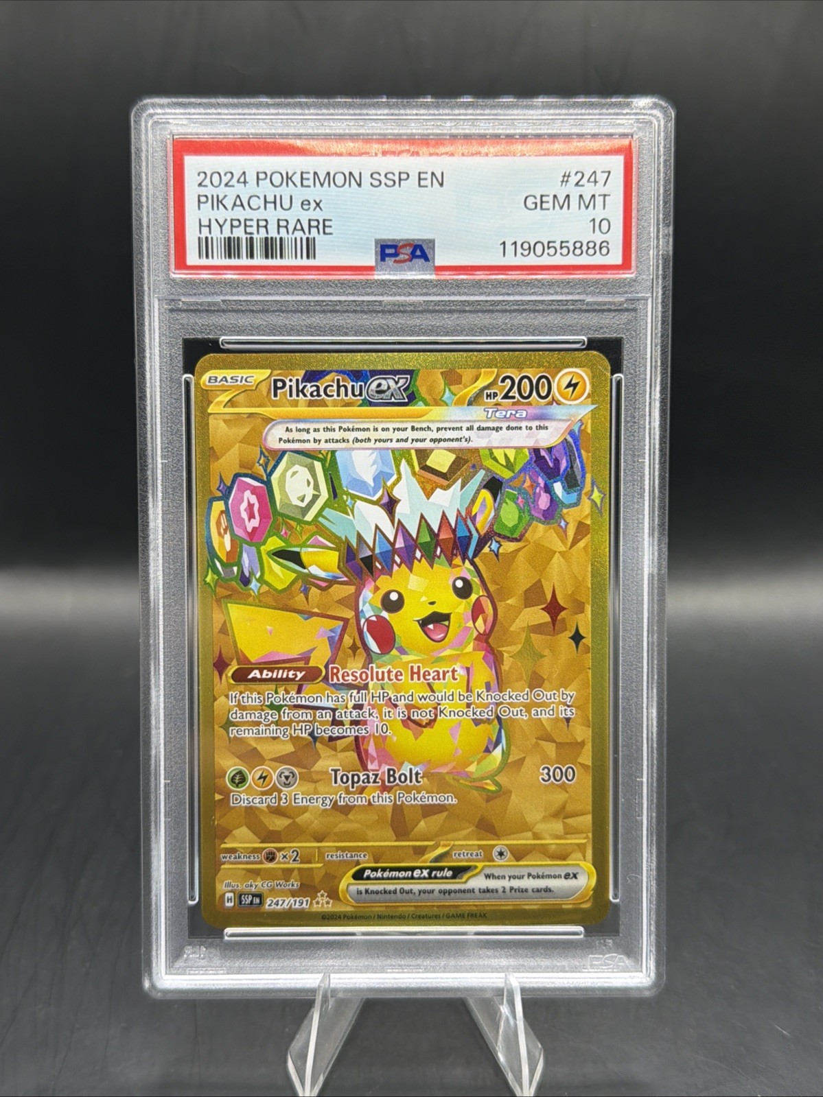 Pokemon Pikachu ex Surging Sparks Hyper Rare #247 PSA 10 Gem Mint 247/191