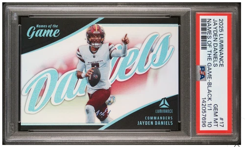 Jayden Daniels 2025 Panini Luminance 1/1 Black Names Of The Game PSA 10 GEM MINT