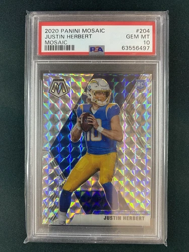 2020 Panini Mosaic - Rookie Mosaic Silver PSA 10 #204 Justin Herbert (RC)